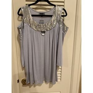 VTG QVC Slinky Brand Sequined Top in GrayNew (old stock) with Tags in Size 1X